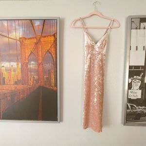 Vintage blush pink velvet dress